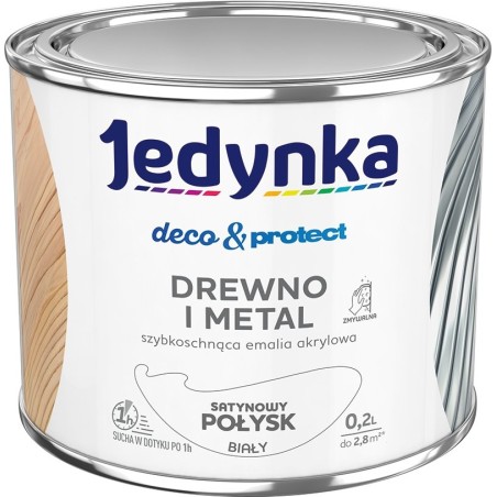 JEDYNKA DECO&PROTECT DREWNO I METAL SATYNA BIAŁY 0,2L 