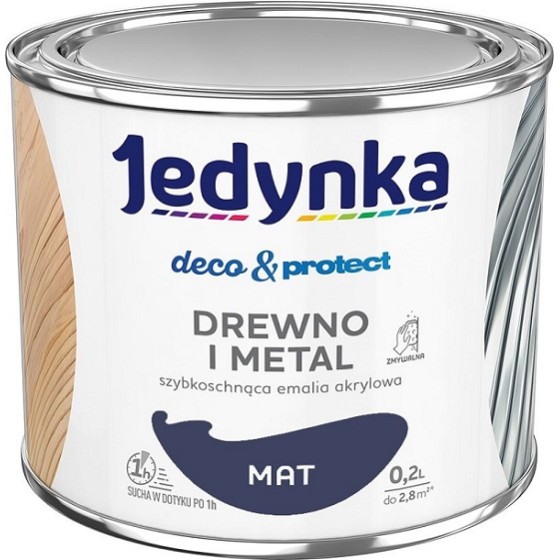 JEDYNKA DECO&PROTECT DREWNO I METAL MAT GRANATOWY 0,2L 