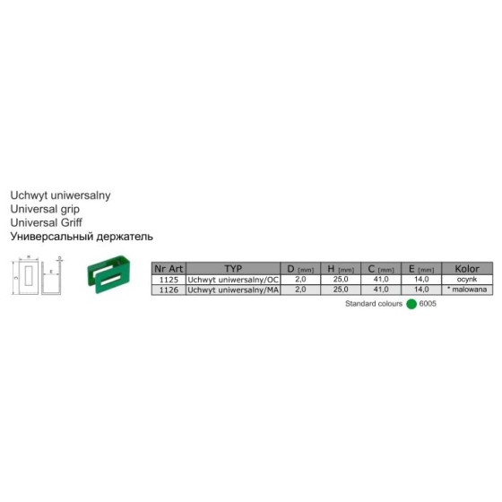 UCHWYT UNIWERSALNY MALOWANY 1126 ZIELONY 