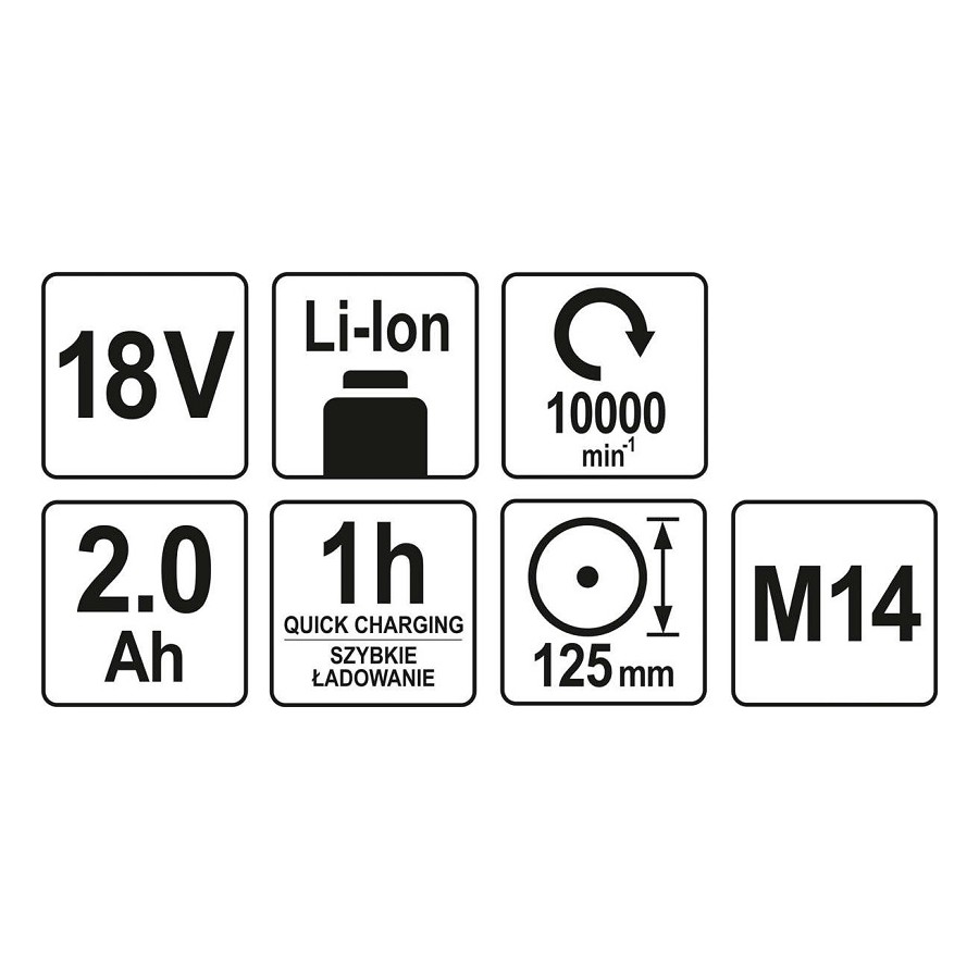 SZLIFIERKA KĄTOWA 18V - YT-82826.