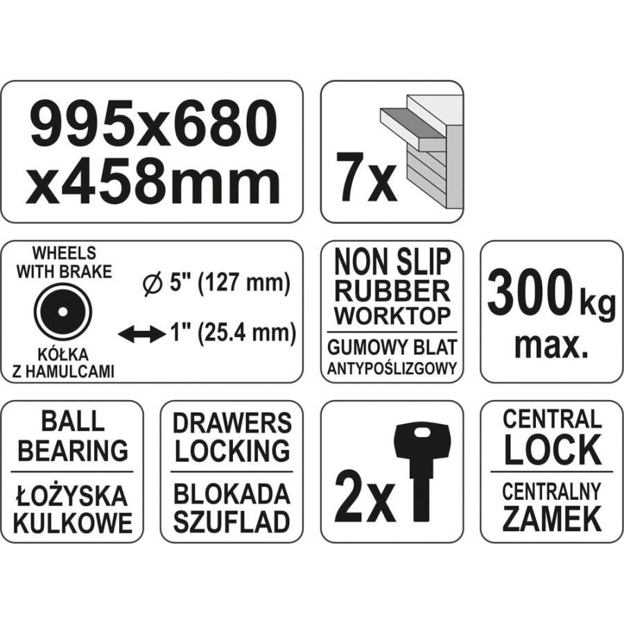 SZAFKA SERWISOWA 7 SZUFLAD - YT-0914.