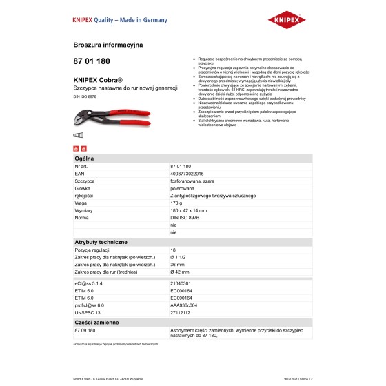 SZCZYPCE DO RUR COBRA 180MM 