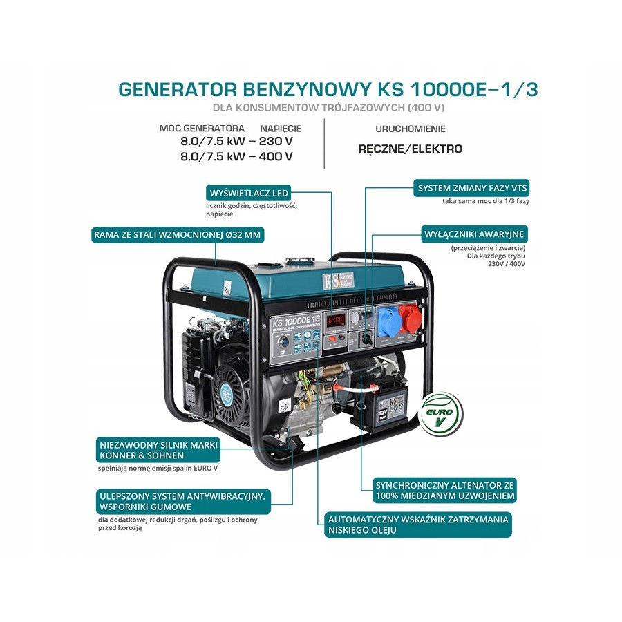 AGREGAT BENZYNOWY 8 KW 3F VTS E-1/3 - KS10000E1/3.