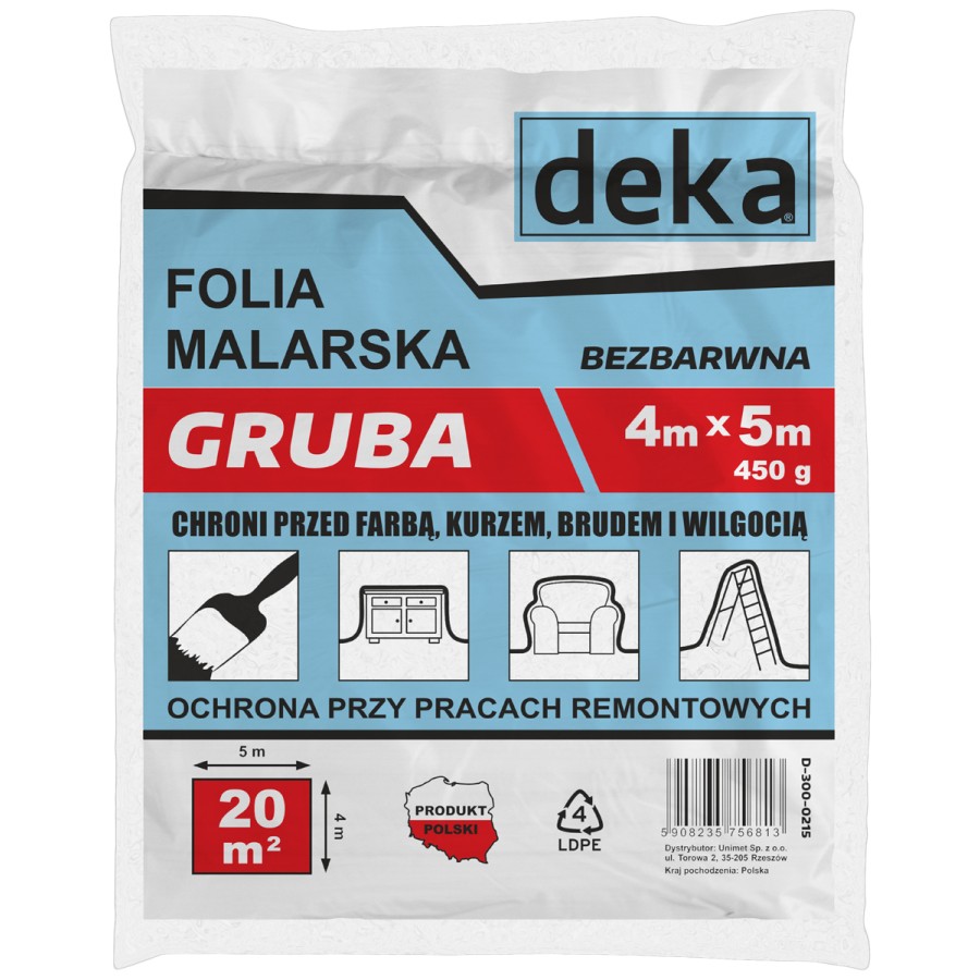 FOLIA MALARSKA GRUBA BEZBARWNA 4*5M 450G 