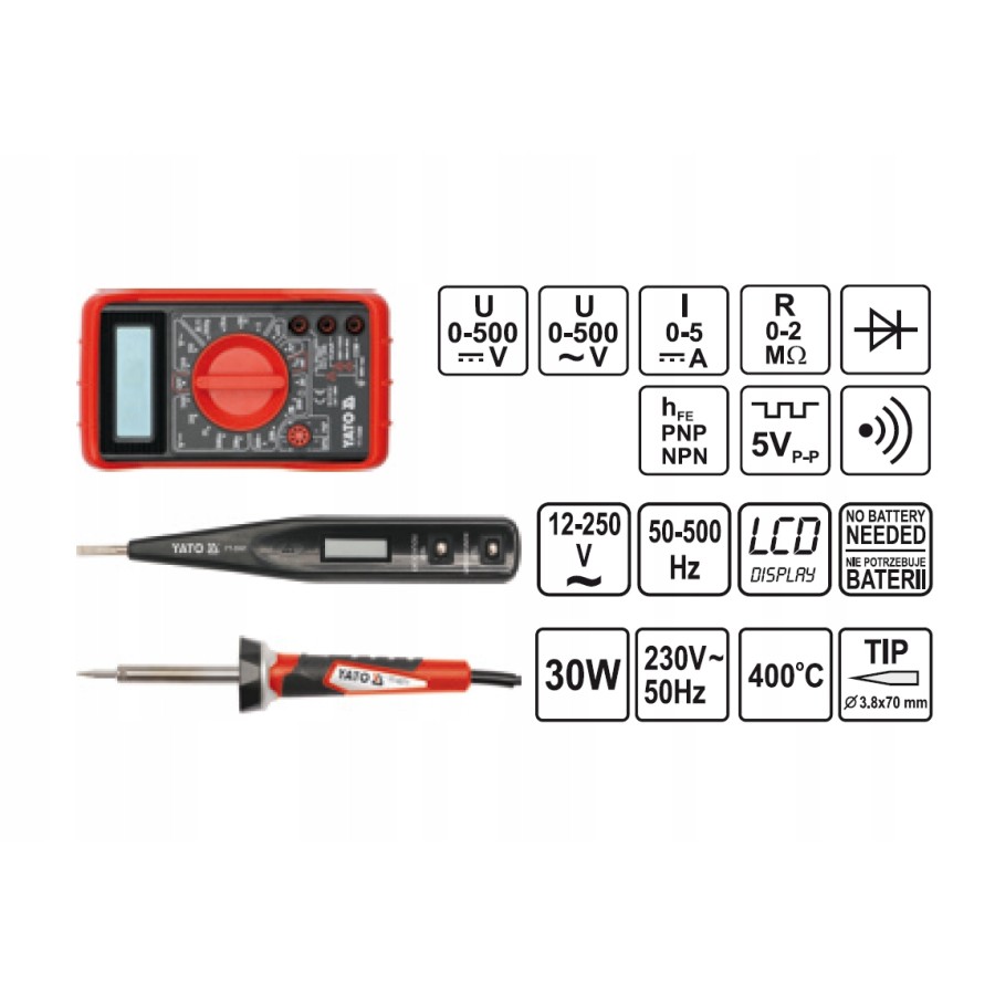 ZESTAW NARZĘDZI DLA ELEKTRYKÓW 68 CZĘŚCI - YT-39009.