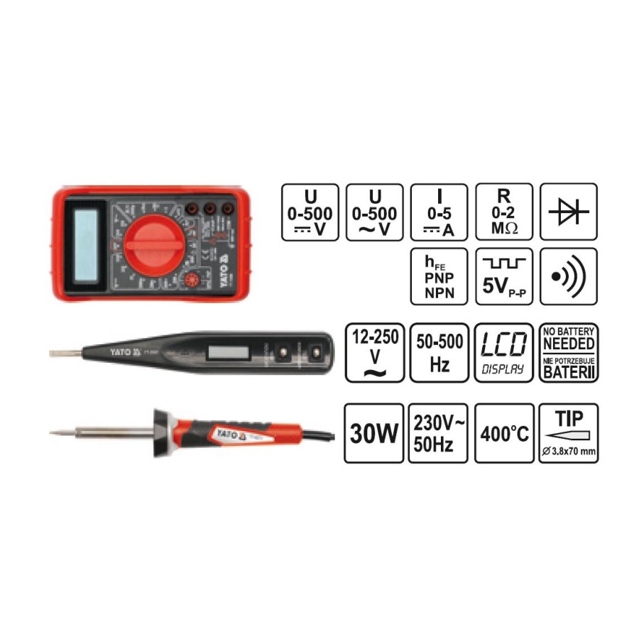 ZESTAW NARZĘDZI DLA ELEKTRYKÓW 68 CZĘŚCI - YT-39009.