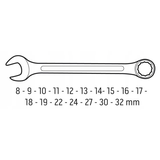 KOMPLET KLUCZY PŁASKO-OCZKOWYCH 8-32MM 17 SZTUK - 09-753.