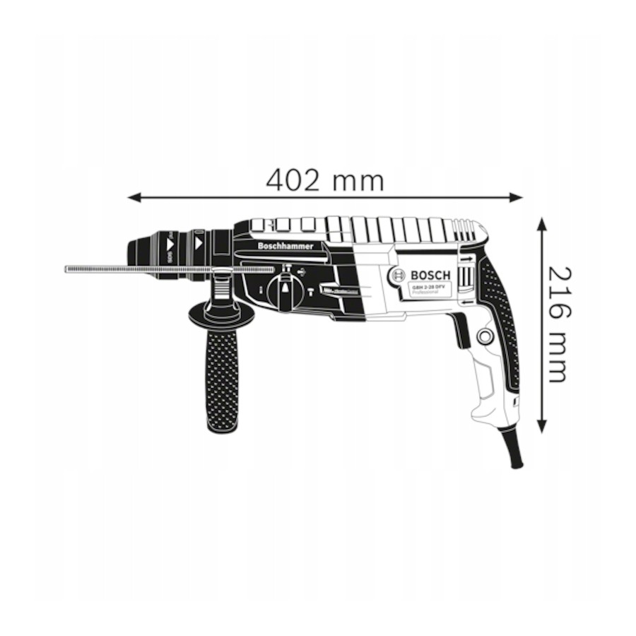 MŁOT UDAROWY OBROTOWY SDS+ GBH 2-28 F 880W WALIZKA - 0611267600.