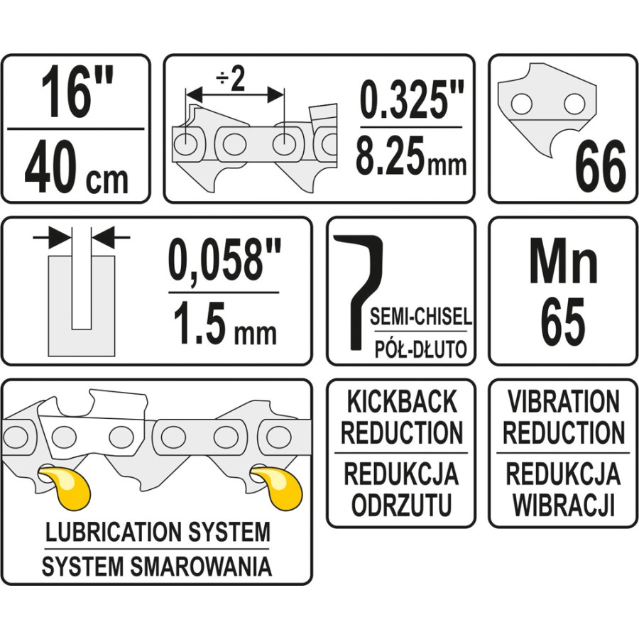 ŁAŃCUCH TNĄCY DO PILARKI 16'' .325 1.5MM 66Z 