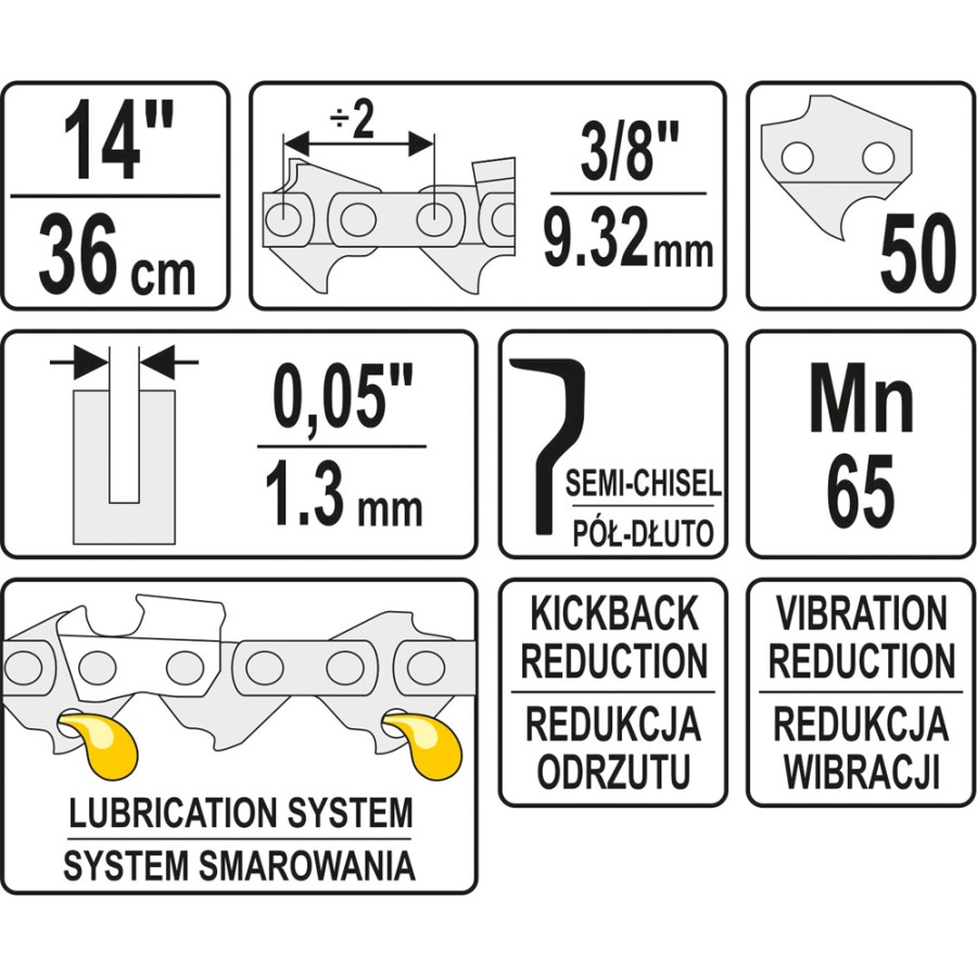 ŁAŃCUCH TNĄCY DO PILARKI 14'' 3/8' 1.3MM 50Z 