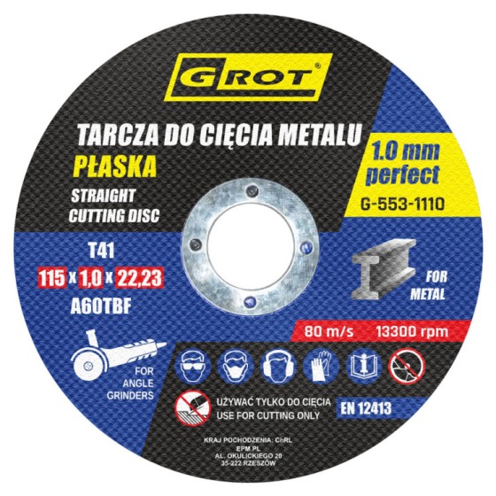 TARCZA PŁASKA T1A 115*1.0*22 KOMPLET 10 SZTUK 