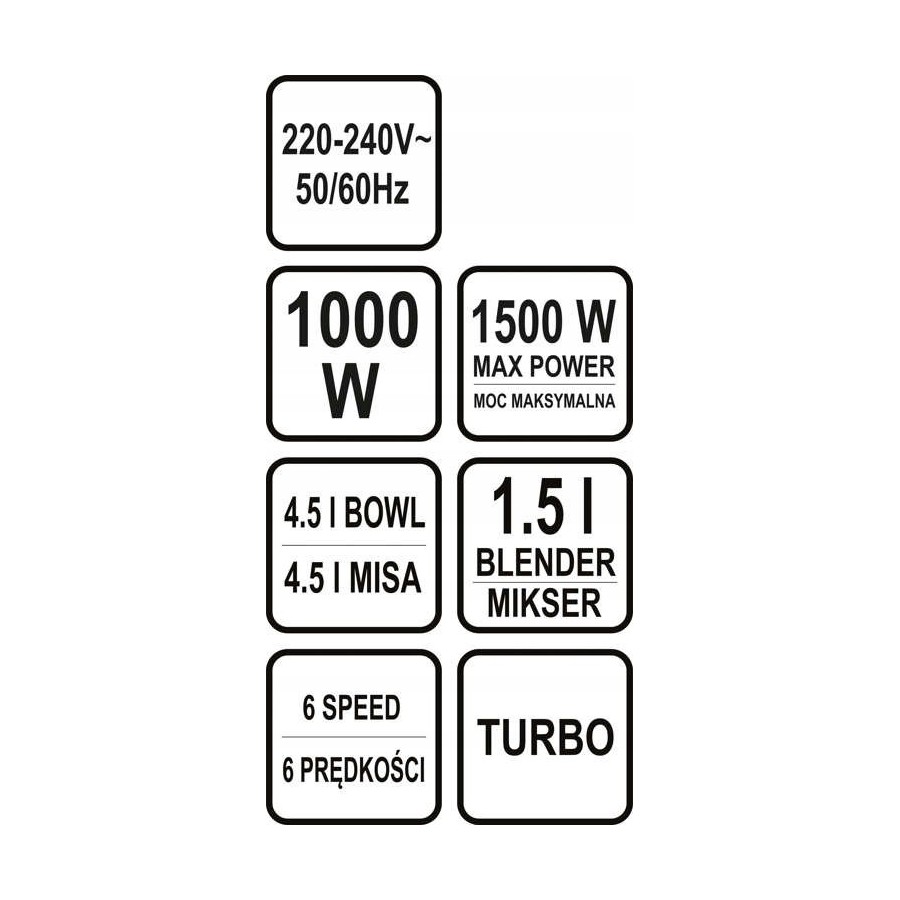 MIKSER PLANETARNY 3W1 1000W 4.5L CZARNY - 67811.