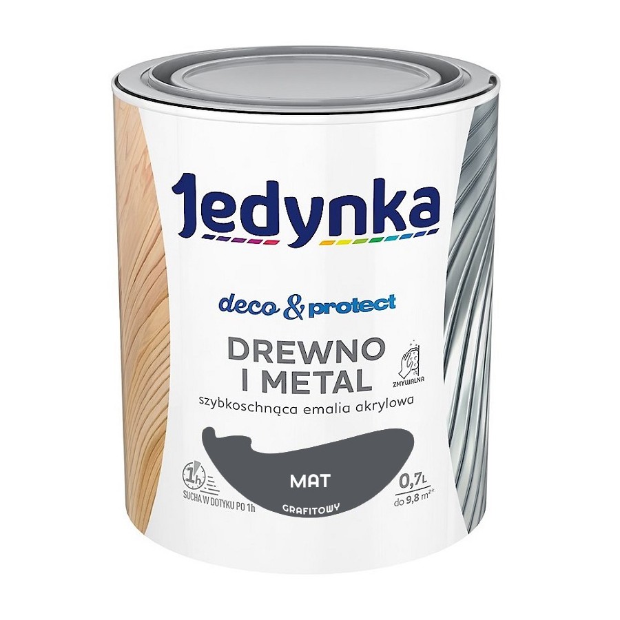 JEDYNKA DECO&PROTECT DREWNO I METAL MAT GRAFITOWY 0,7L 