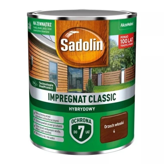 SADOLIN IMPREGNAT CLASSIC HYBRYDOWY 7 LAT ORZECH WŁOSKI 4.5L