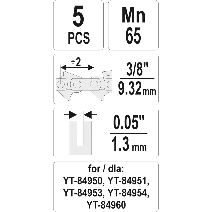 ZESTAW OGNIW DO ŁAŃCUCHA 3/8''/0.05'' 