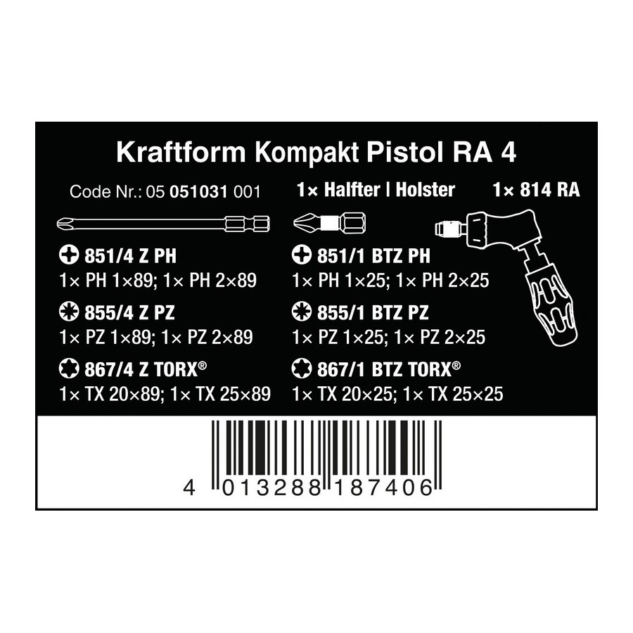 ZESTAW NARZĘDZI WKRĘTAKOWYCH KRAFTFORM KOMPAKT, 13SZT. - 05051031001.