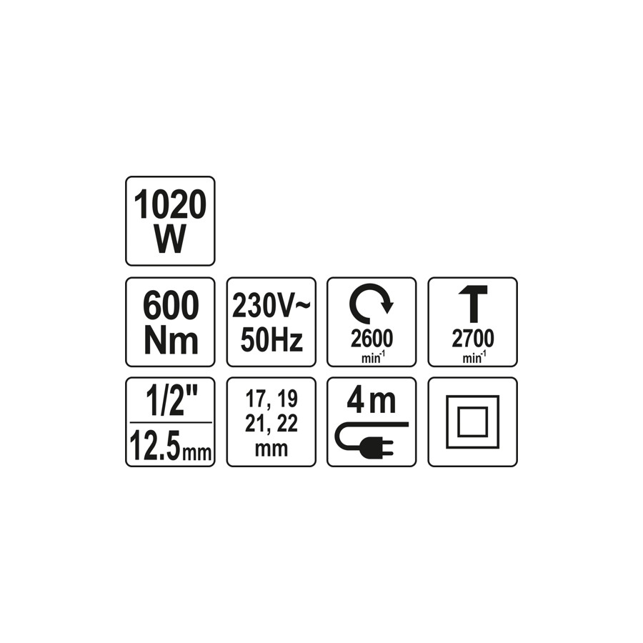 ELEKTRYCZNY KLUCZ UDAROWY 1/2'' 600NM - YT-82021.