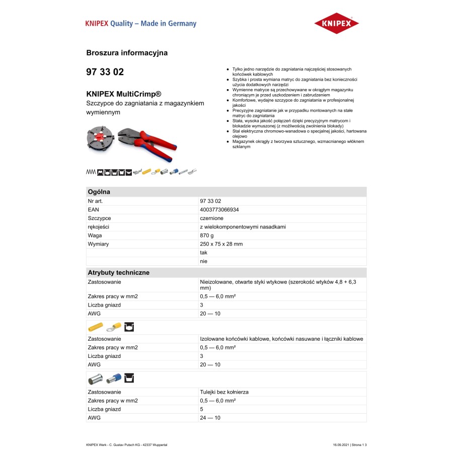 SZCZYPCE DO ZAGNIATANIA Z MAGAZYNKIEM I 5 MATRYC.MULTICRIMP - 97 33 02.