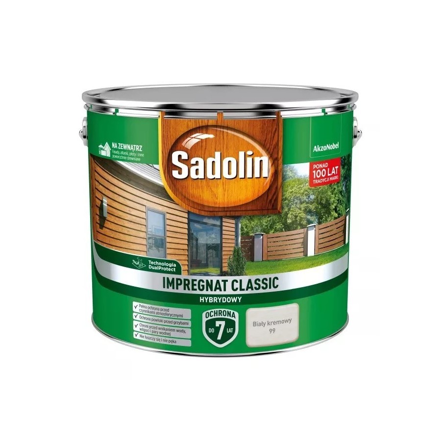 SADOLIN IMPREGNAT CLASSIC HYBRYDOWY 7 LAT BIAŁY-KREM 9L 