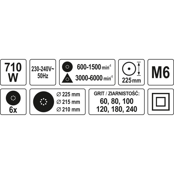 SZLIFIERKA DO GŁADZI 710W NA WYSIĘGNIKU - YT-82350.