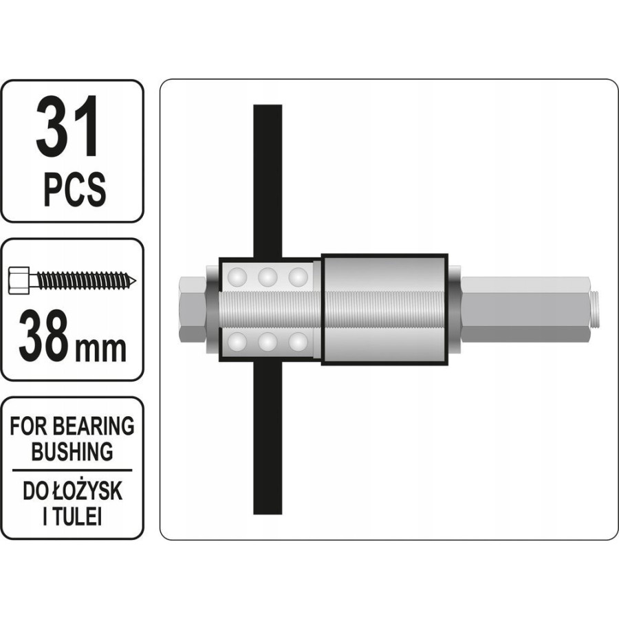 ZESTAW DO OBSŁUGI ŁOŻYSK I TULEI 31EL. - YT-25412.