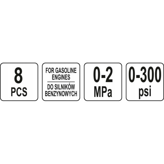 MIERNIK CIŚNIENIA SPREŻANIA W SILNIKACH BENZYNOWYCH+ADAPTERY - YT-73022.