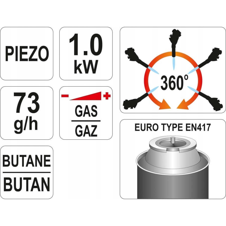 PALNIK GAZOWY DO LUTOWANIA 360 Z PIEZO - YT-36710.