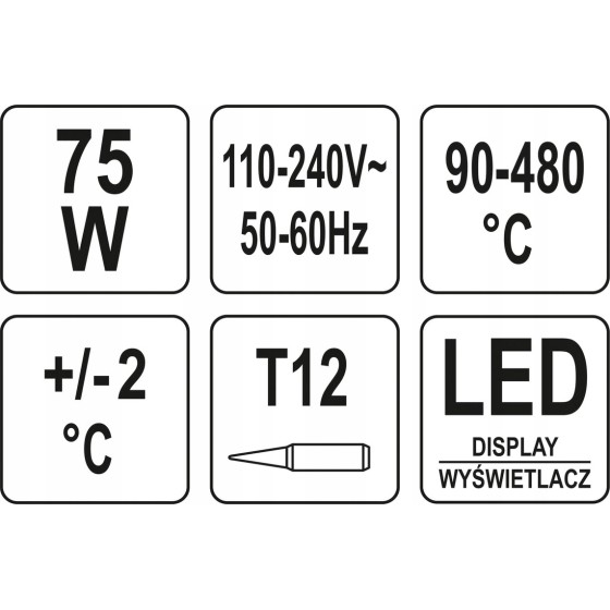 STACJA LUTOWNICZA CYFROWA 75W TYP GROT, WYŚWIETLACZ - YT-82461.