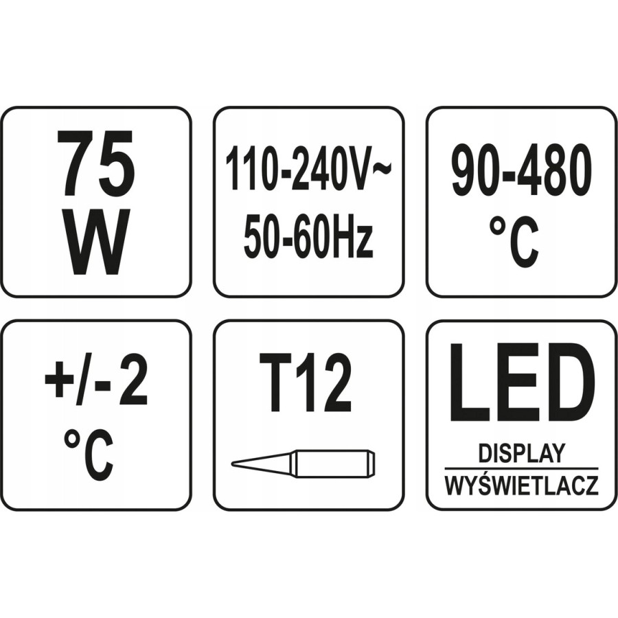 STACJA LUTOWNICZA CYFROWA 75W TYP GROT, WYŚWIETLACZ - YT-82461.