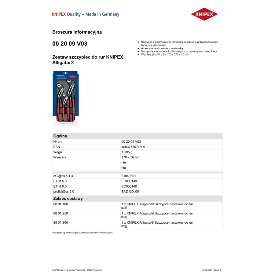 ZESTAW SZCZYPIEC COBRA 3CZ. - 00 20 09 V02.