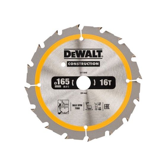 PIŁA TARCZOWA DO DREWNA 165/20MM, 16 ZĘBÓW - DT1948-QZ.