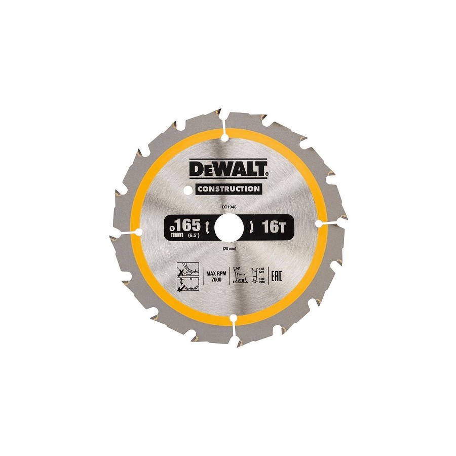 PIŁA TARCZOWA DO DREWNA 165/20MM, 16 ZĘBÓW - DT1948-QZ.