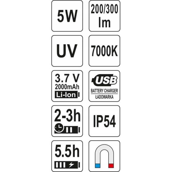 LATARKA WIELOFUNKCYJNA 5W COB 300LM - YT-08580.