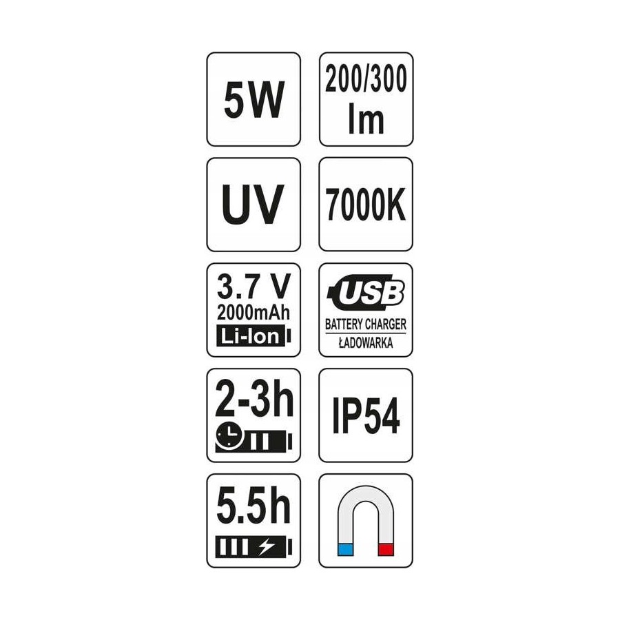 LATARKA WIELOFUNKCYJNA 5W COB 300LM - YT-08580.