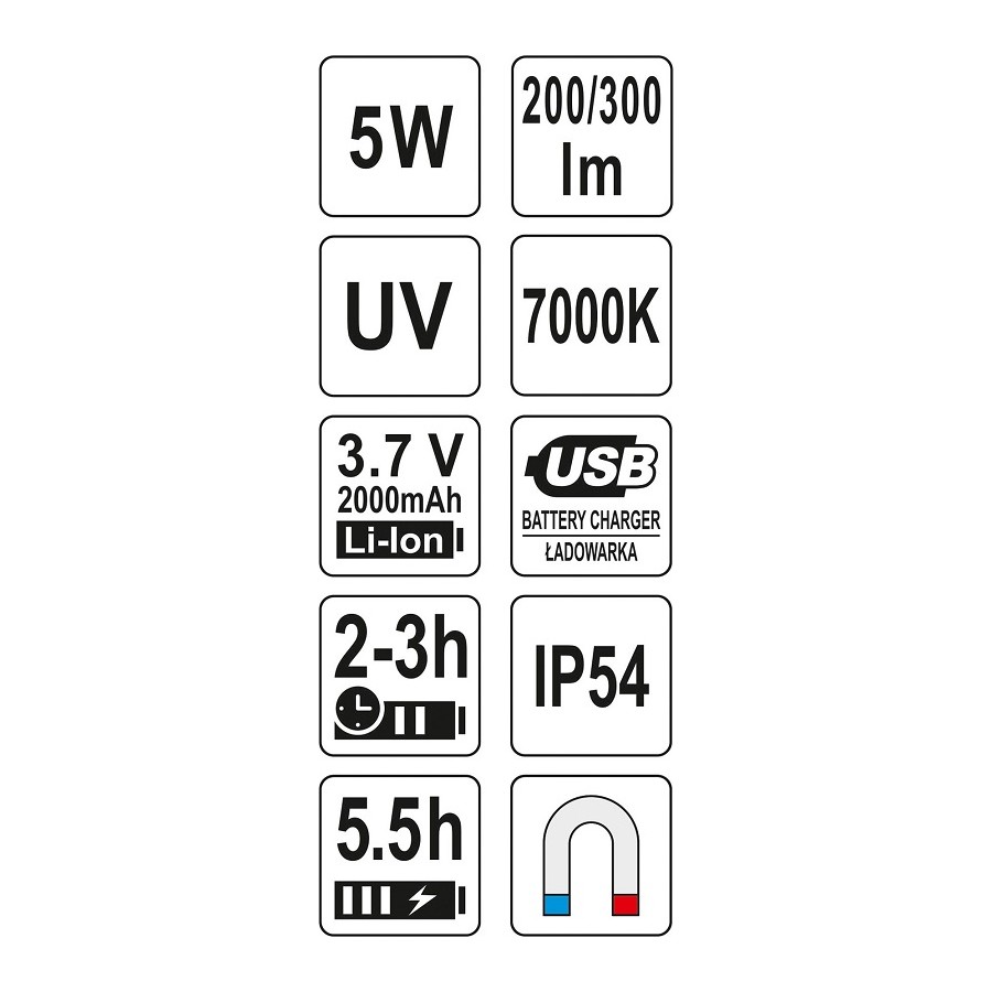 LATARKA WIELOFUNKCYJNA 5W COB 300LM - YT-08580.