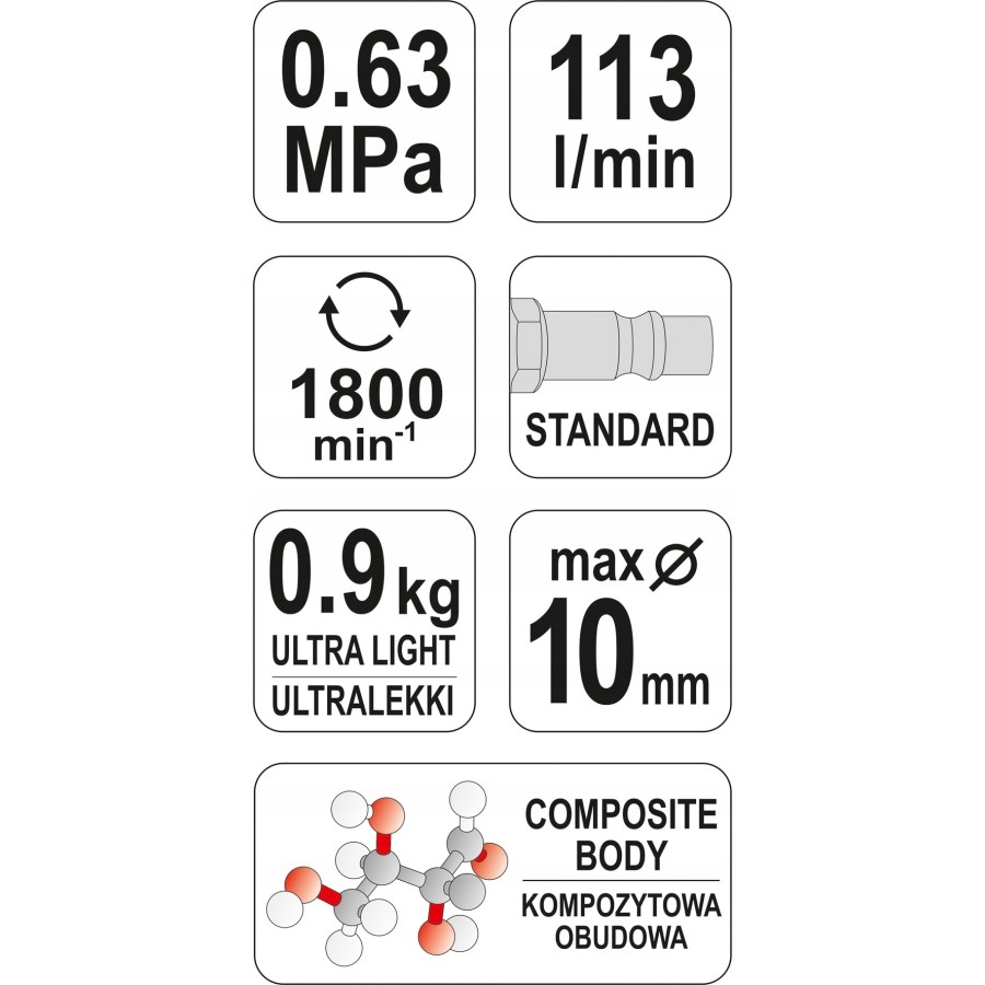 WIERTARKA PNEUMATYCZNA KOMPOZYTOWA - YT-09703.