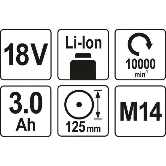 SZLIFIERKA KĄTOWA 125MM 18V 2X3AH 