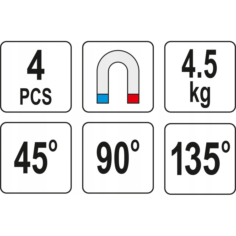 ZESTAW SPAWALNICZYCH KĄTOWNIKÓW MAGNETYCZNYCH MINI 4 SZT. - YT-08677.