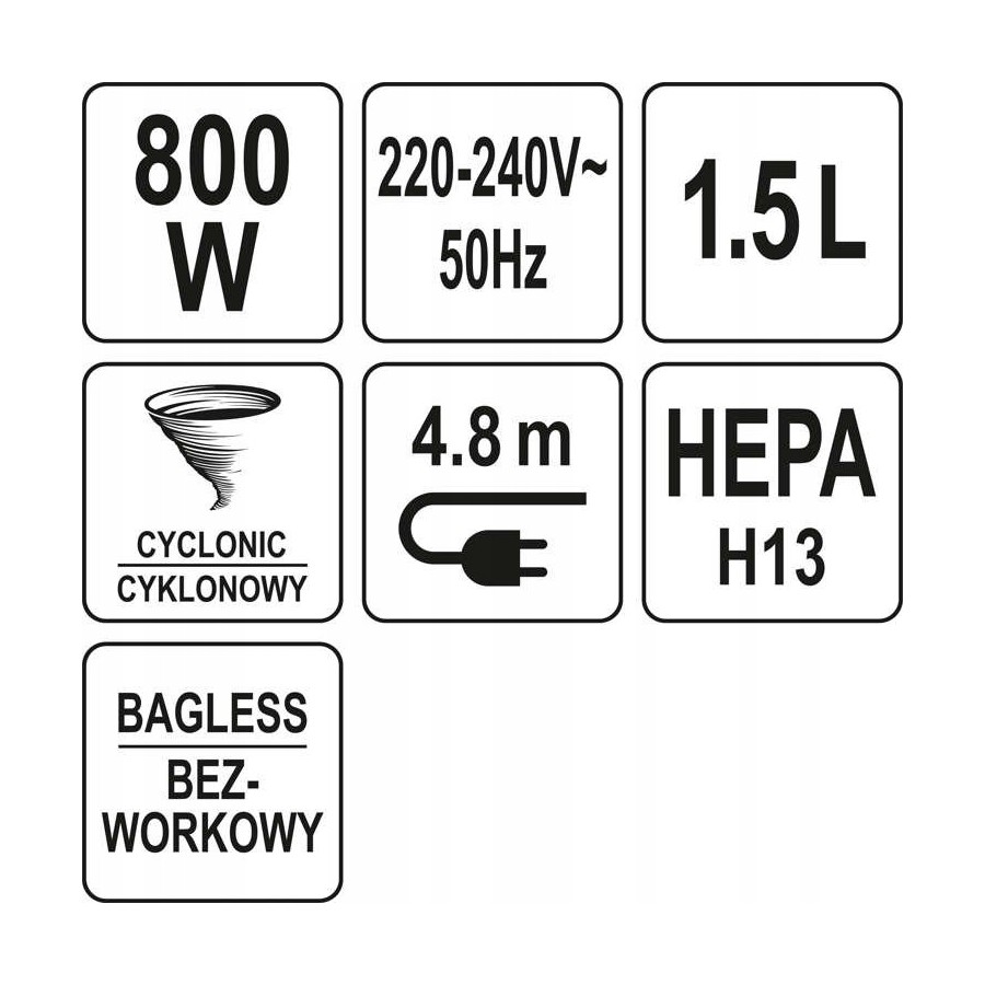 ODKURZACZ PIONOWY 800W 1,5L. 