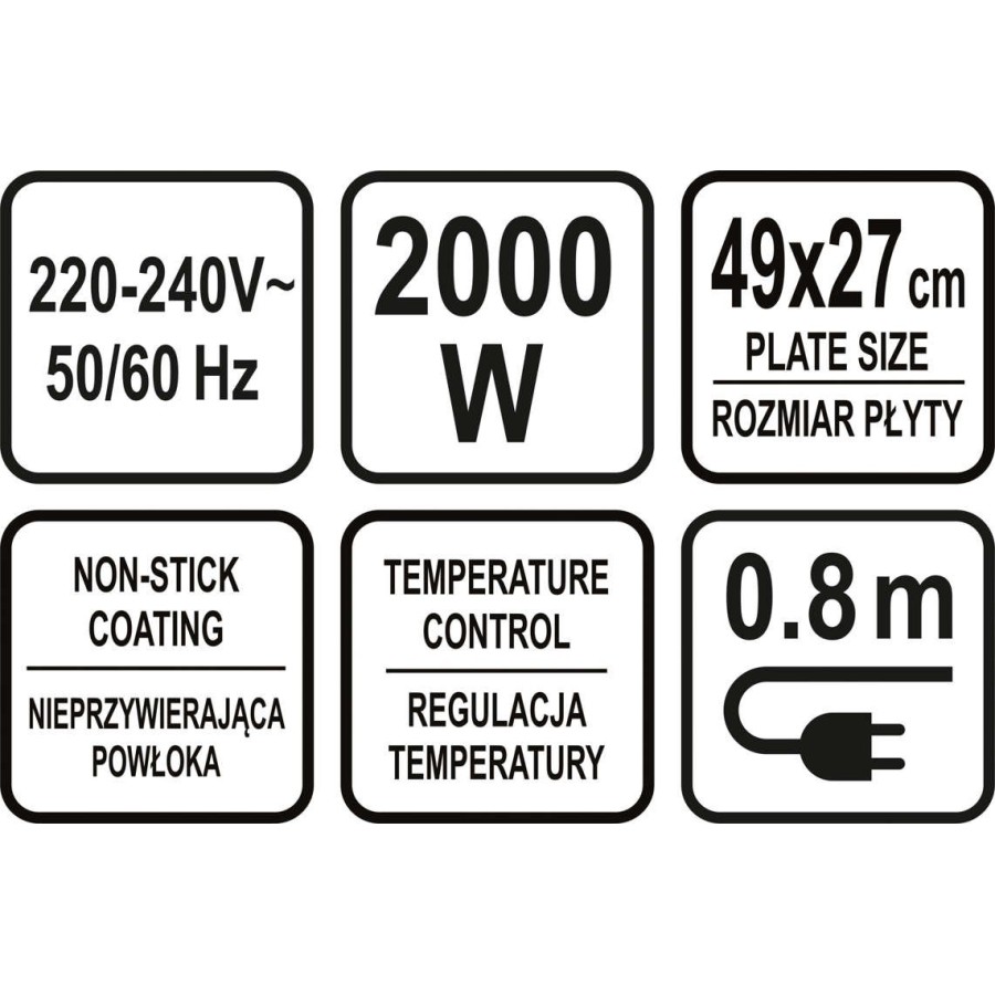 GRILL ELEKTRYCZNY STOŁOWY 2000W, 49*27CM - 67453.