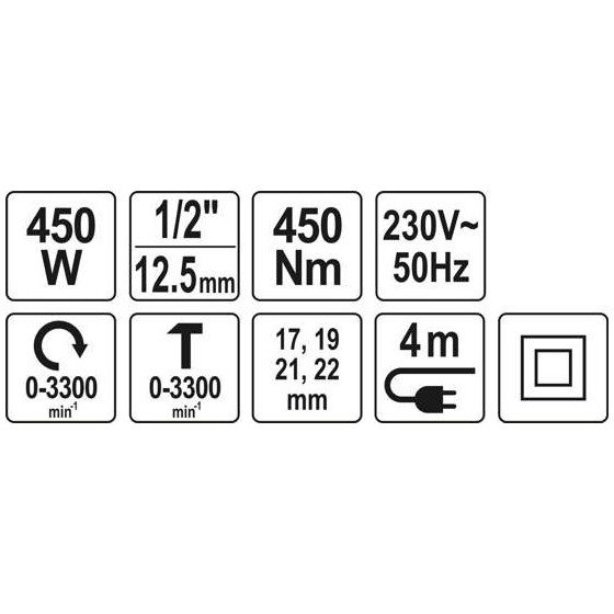 ELEKTRYCZNY KLUCZ UDAROWY 1/2'' 450NM - YT-82020.