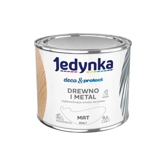 JEDYNKA DECO&PROTECT DREWNO I METAL MAT BIAŁY 0,2L 