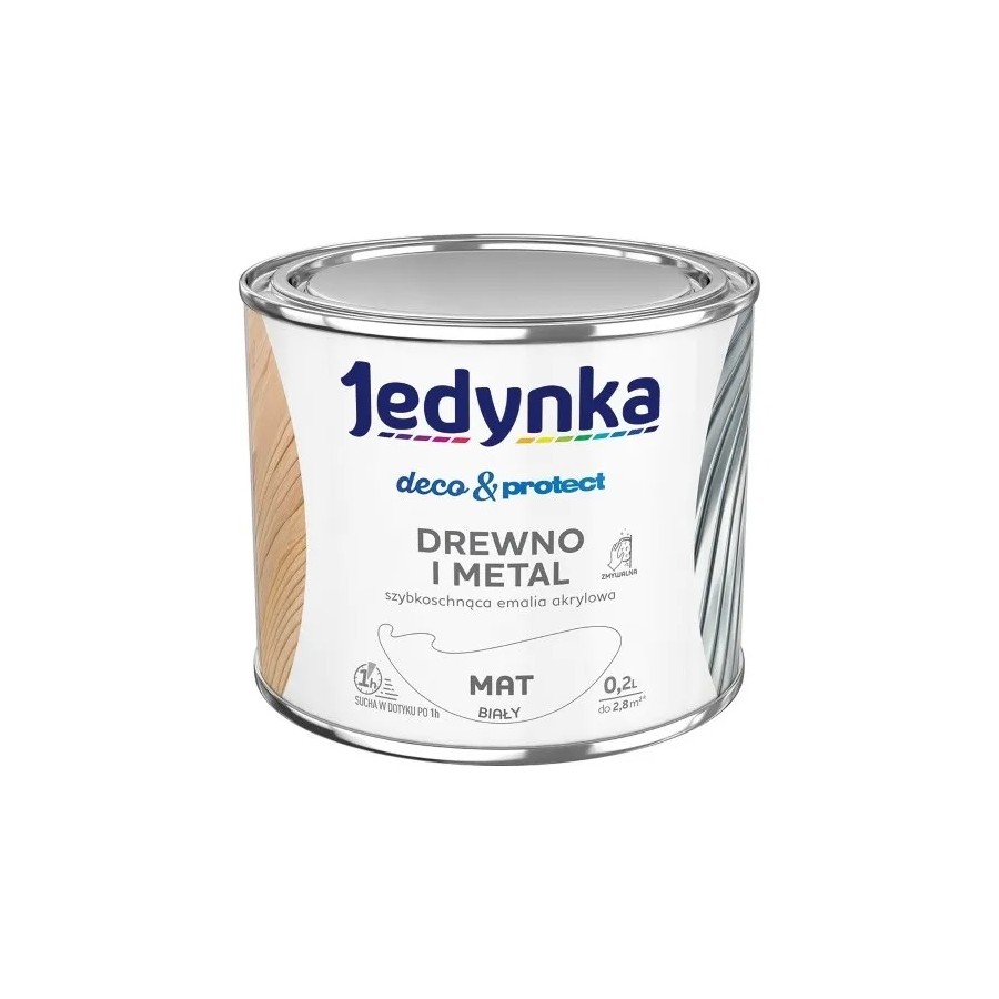 JEDYNKA DECO&PROTECT DREWNO I METAL MAT BIAŁY 0,2L 