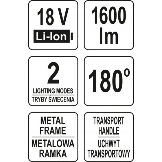 REFLEKTOR LED 18V 1600LM 20W - YT-82961.