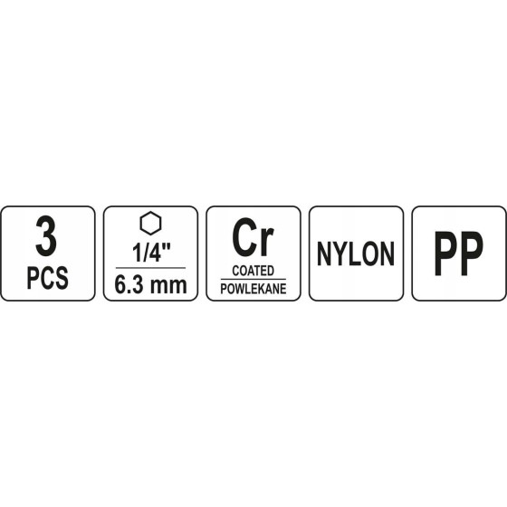 ZESTAW SZCZOTEK NA WIERTARKĘ 3SZT HEX - YT-47553.