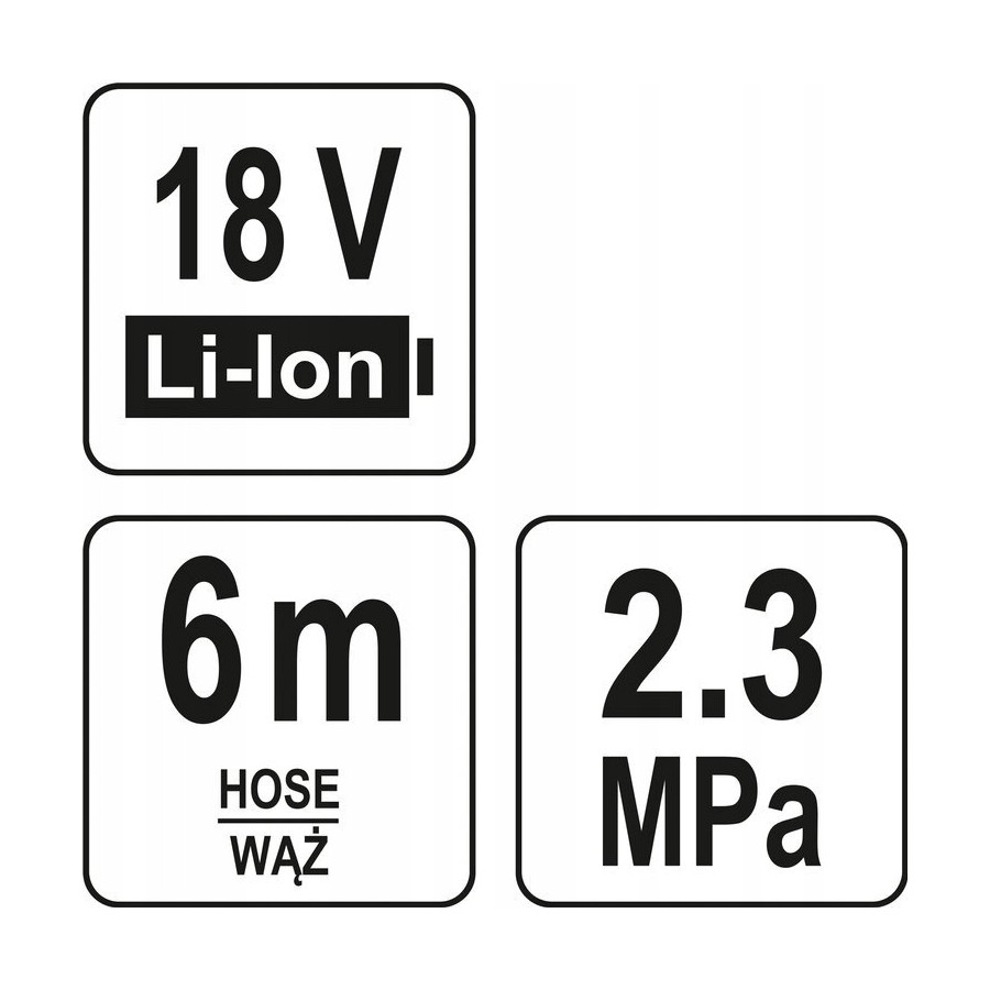 MYJKA CIŚNIENIOWA 18V AKUMULATOROWA 23 BAR Z ZASYSANIEM 