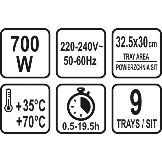 SUSZARKA SPOŻYWCZA, 9 SIT, 600-700W. 