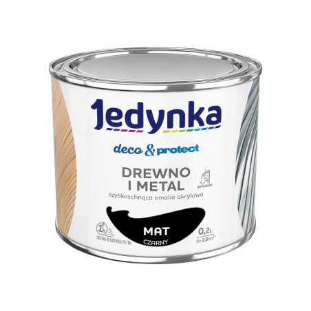 JEDYNKA DECO&PROTECT DREWNO I METAL MAT CZARNY 0,2L 