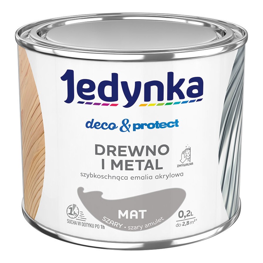 JEDYNKA DECO&PROTECT DREWNO I METAL MAT SZARY 0,2L 