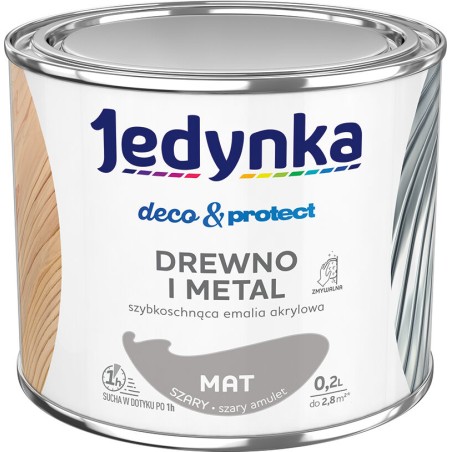 JEDYNKA DECO&PROTECT DREWNO I METAL MAT SZARY 0,2L 